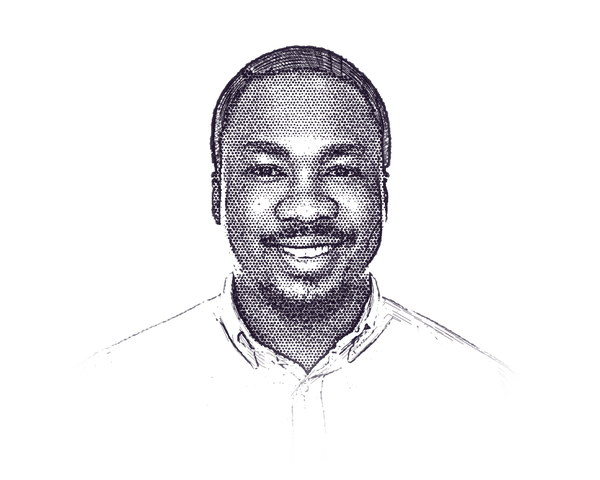 Ink portrait of Nik Udoma